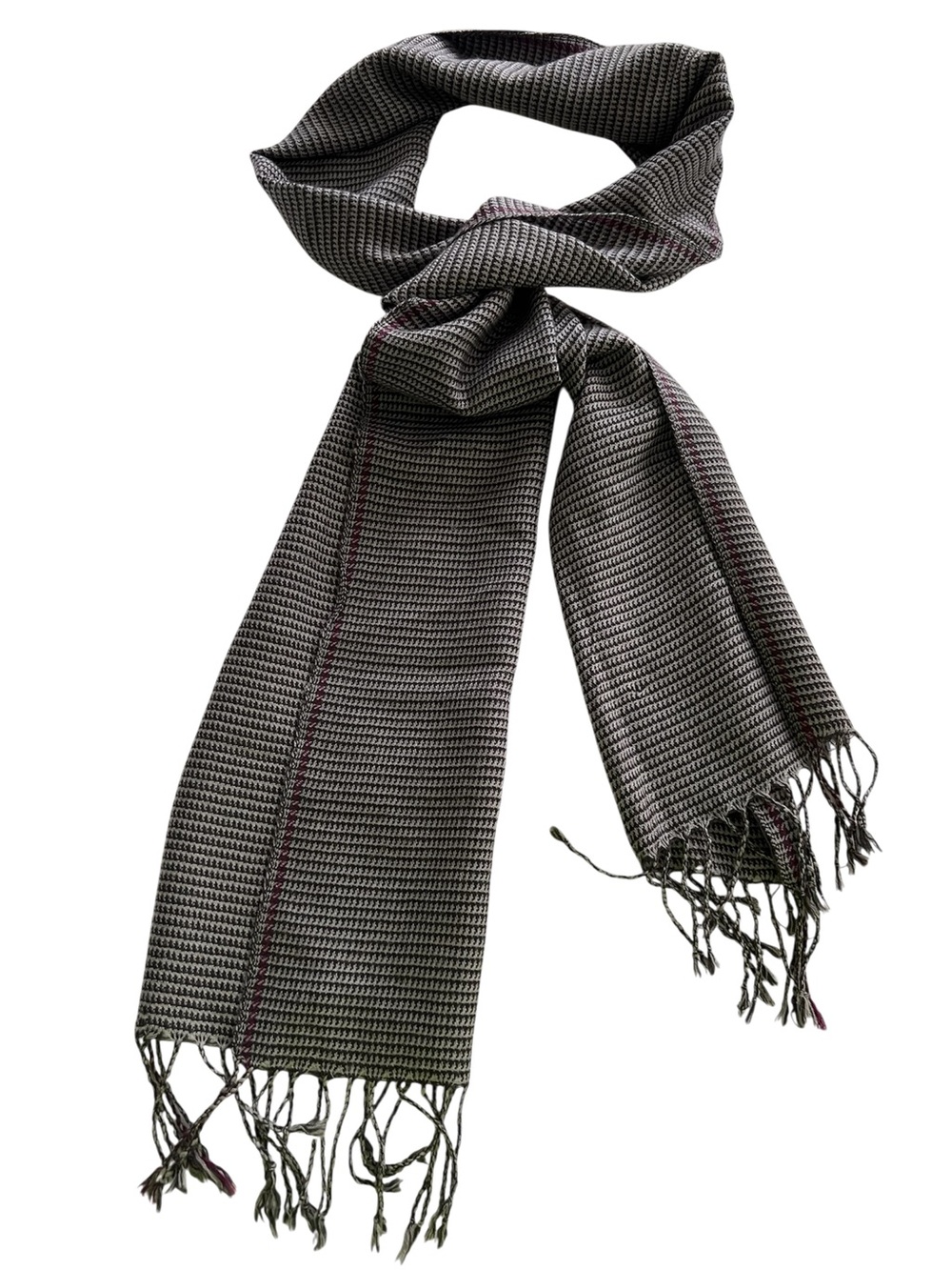 Banana Republic Black and Gray Woven Men's Scarf with Subtle Red Accents